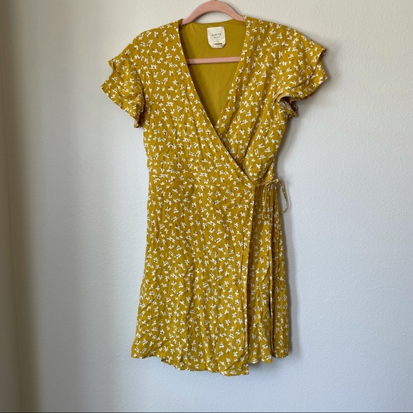 Harper Yellow Floral Wrap Dress - Picture 1 of 3